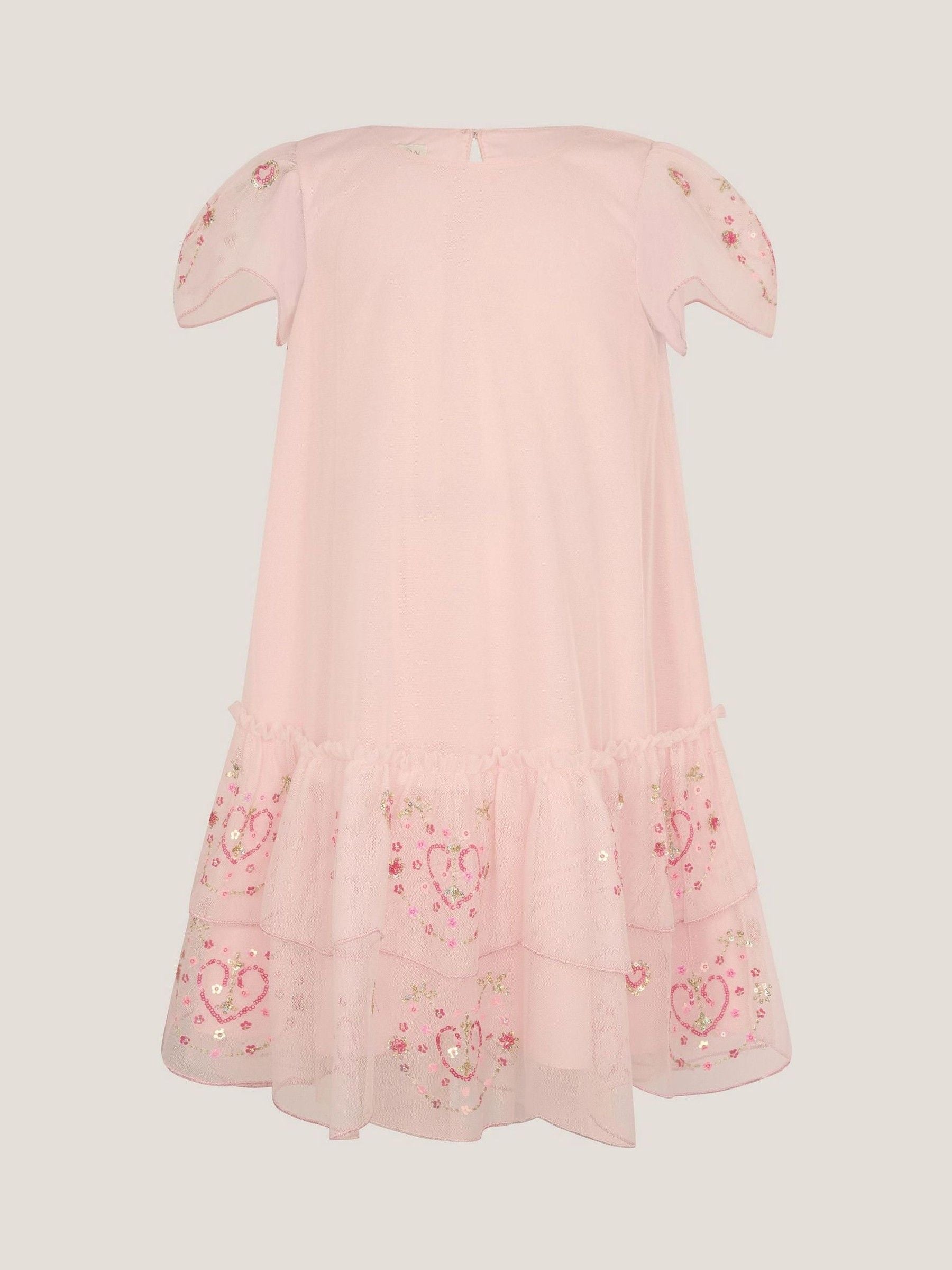 Monsoon Pink Heart Embellished Mesh Party Dress image 2
