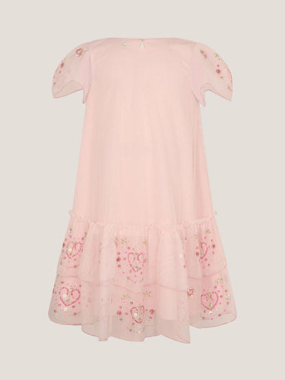 Monsoon Pink Heart Embellished Mesh Party Dress image 2