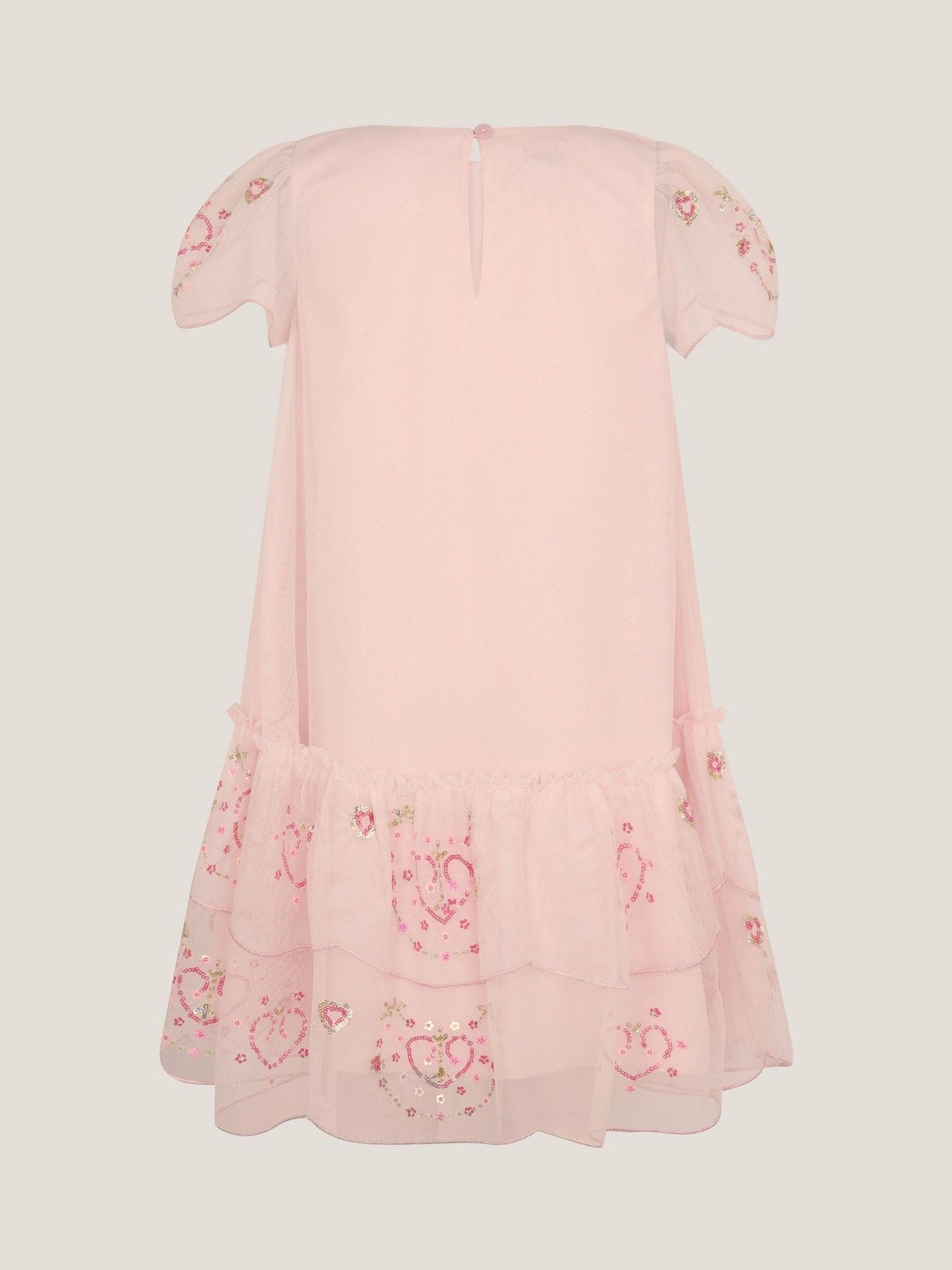 Monsoon Pink Heart Embellished Mesh Party Dress image 3