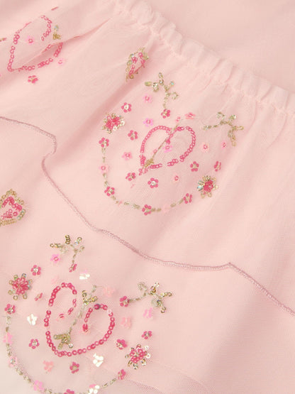 Monsoon Pink Heart Embellished Mesh Party Dress image 4