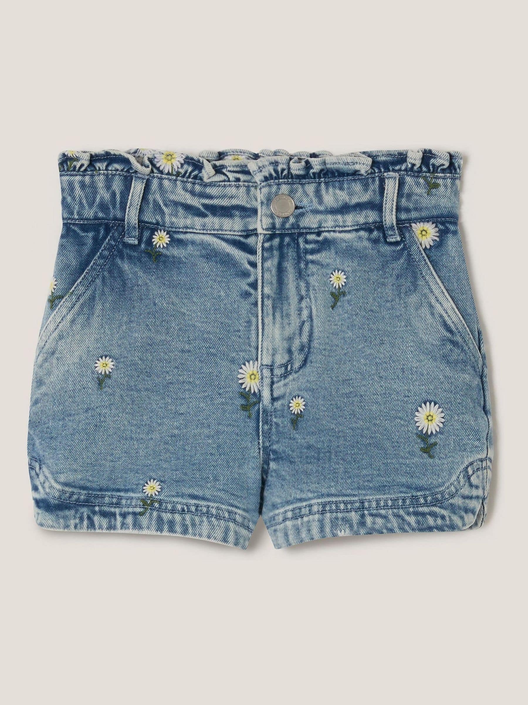 Monsoon Blue Daisy Embroidered Denim Shorts image 2