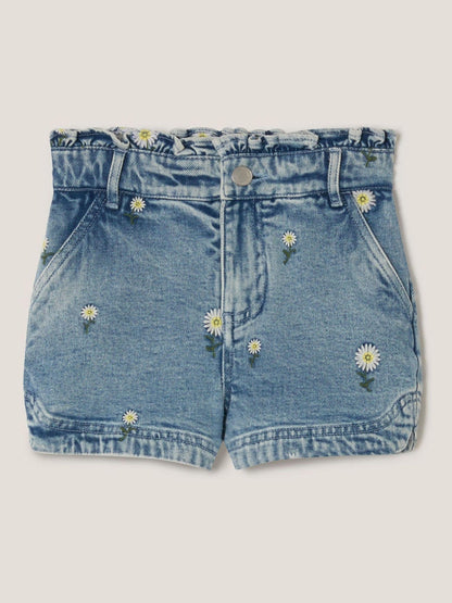 Monsoon Blue Daisy Embroidered Denim Shorts image 2