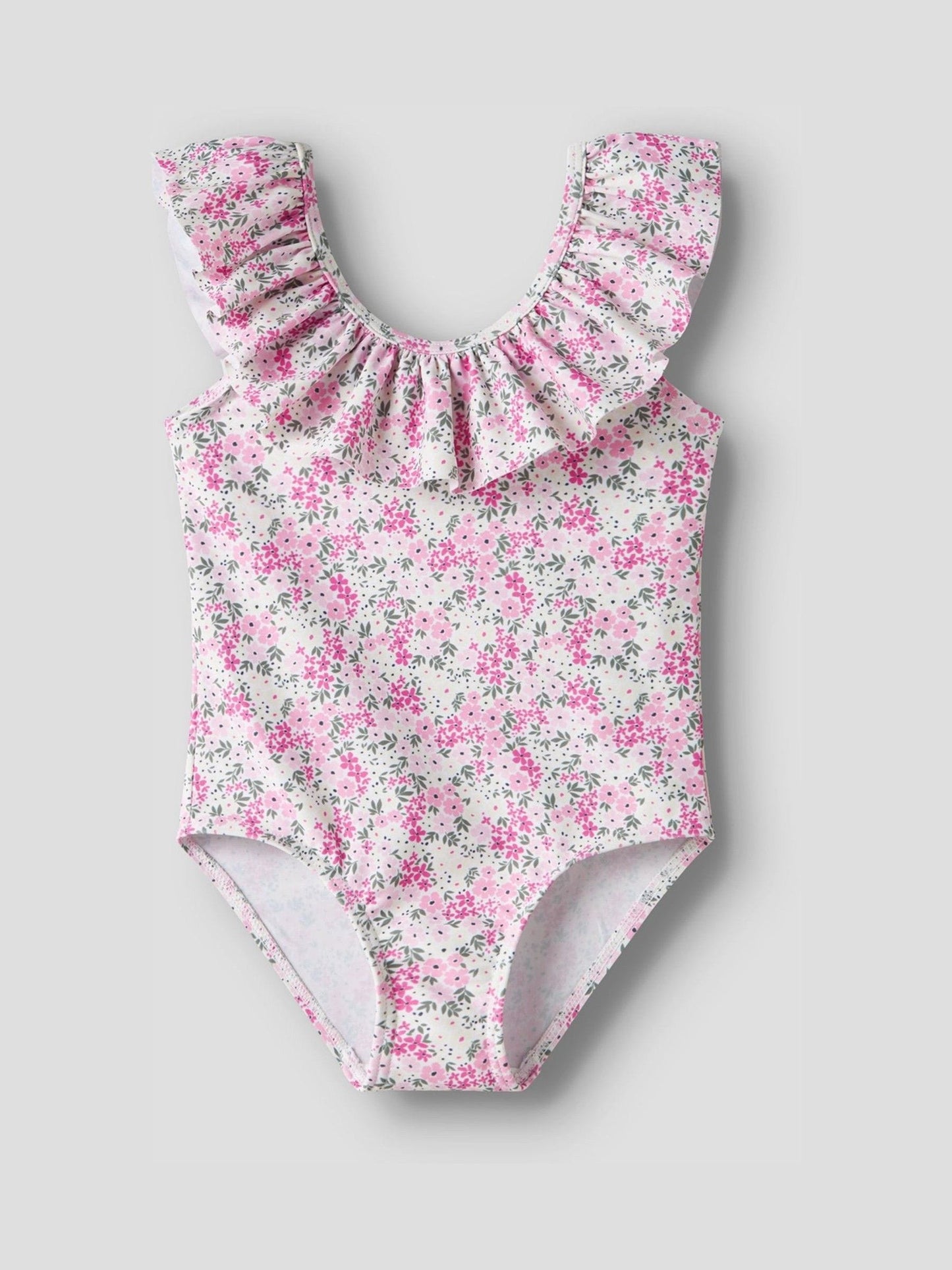 Name It White Ditsy Floral Frill Swimsuit image 1