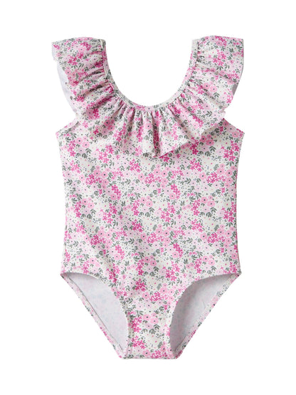 Name It White Ditsy Floral Frill Swimsuit image 3