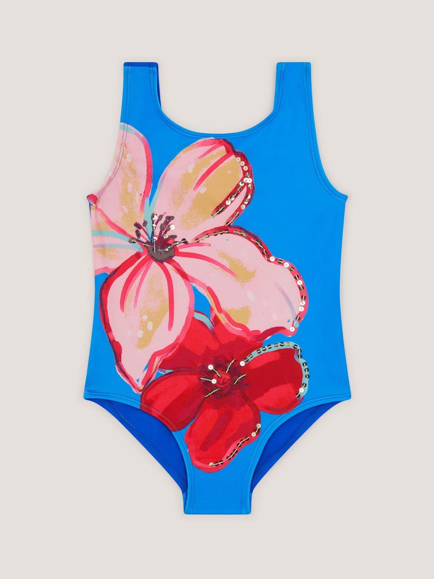 Monsoon Blue Sequin Flower Swimsuit image 1