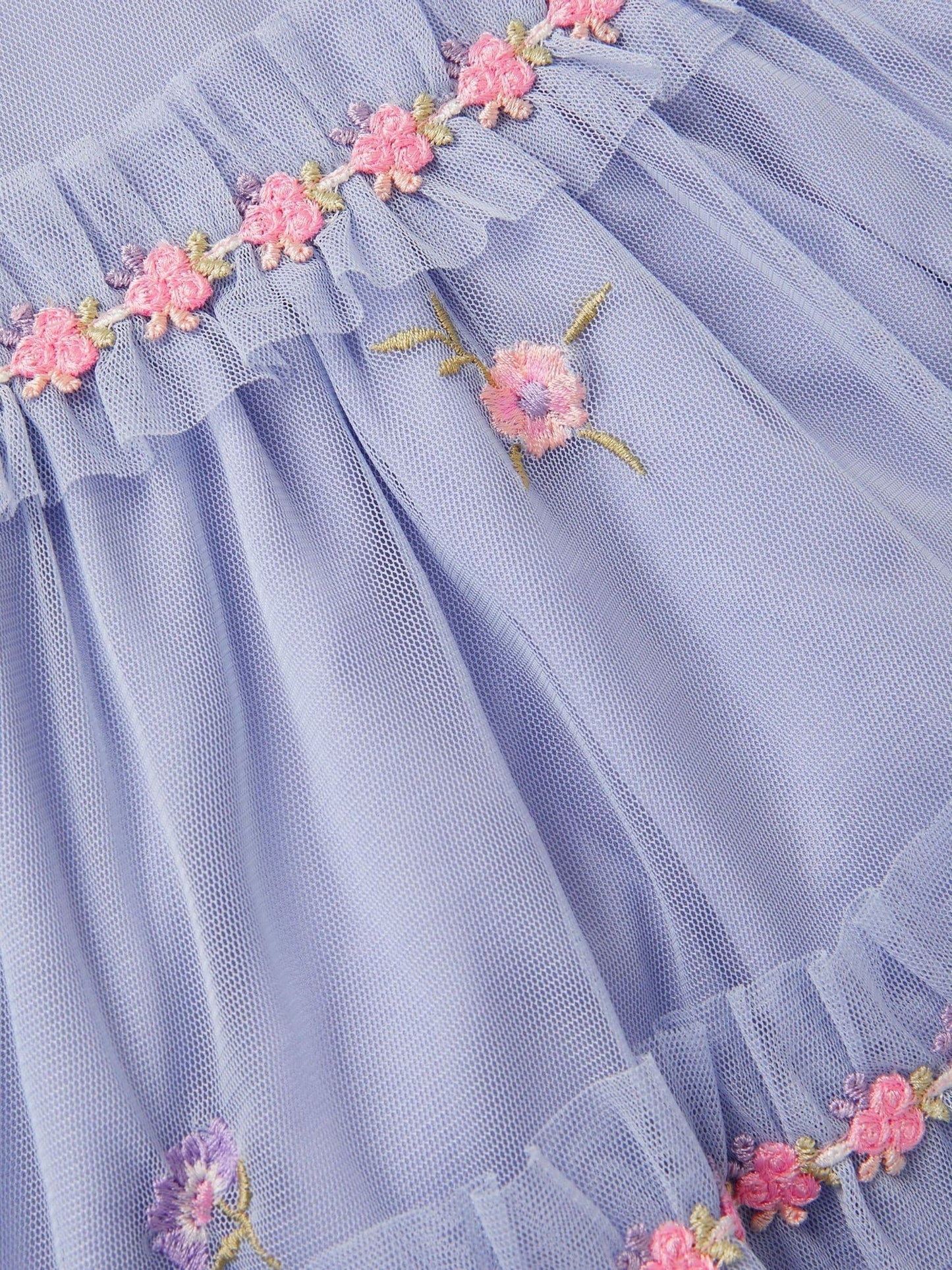 Monsoon Blue Floral Embroidered Floral Tulle Tier Dress image 4