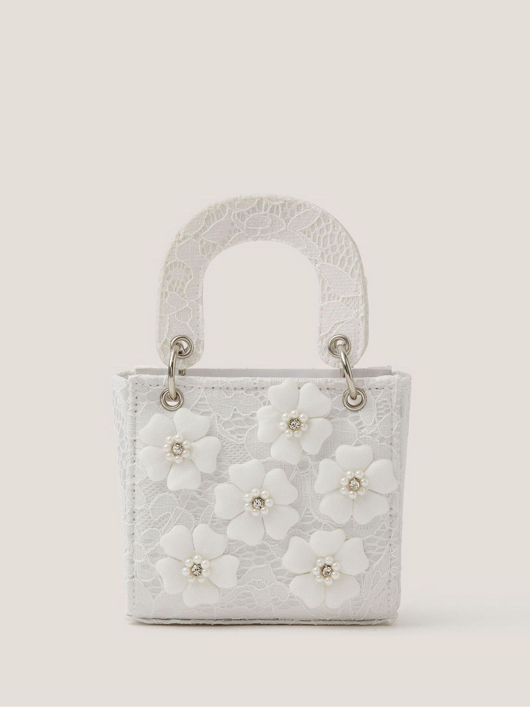 Monsoon Cream Embellished Floral Lacey Tote Bag image 1