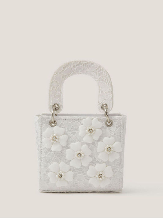 Monsoon Cream Embellished Floral Lacey Tote Bag image 1
