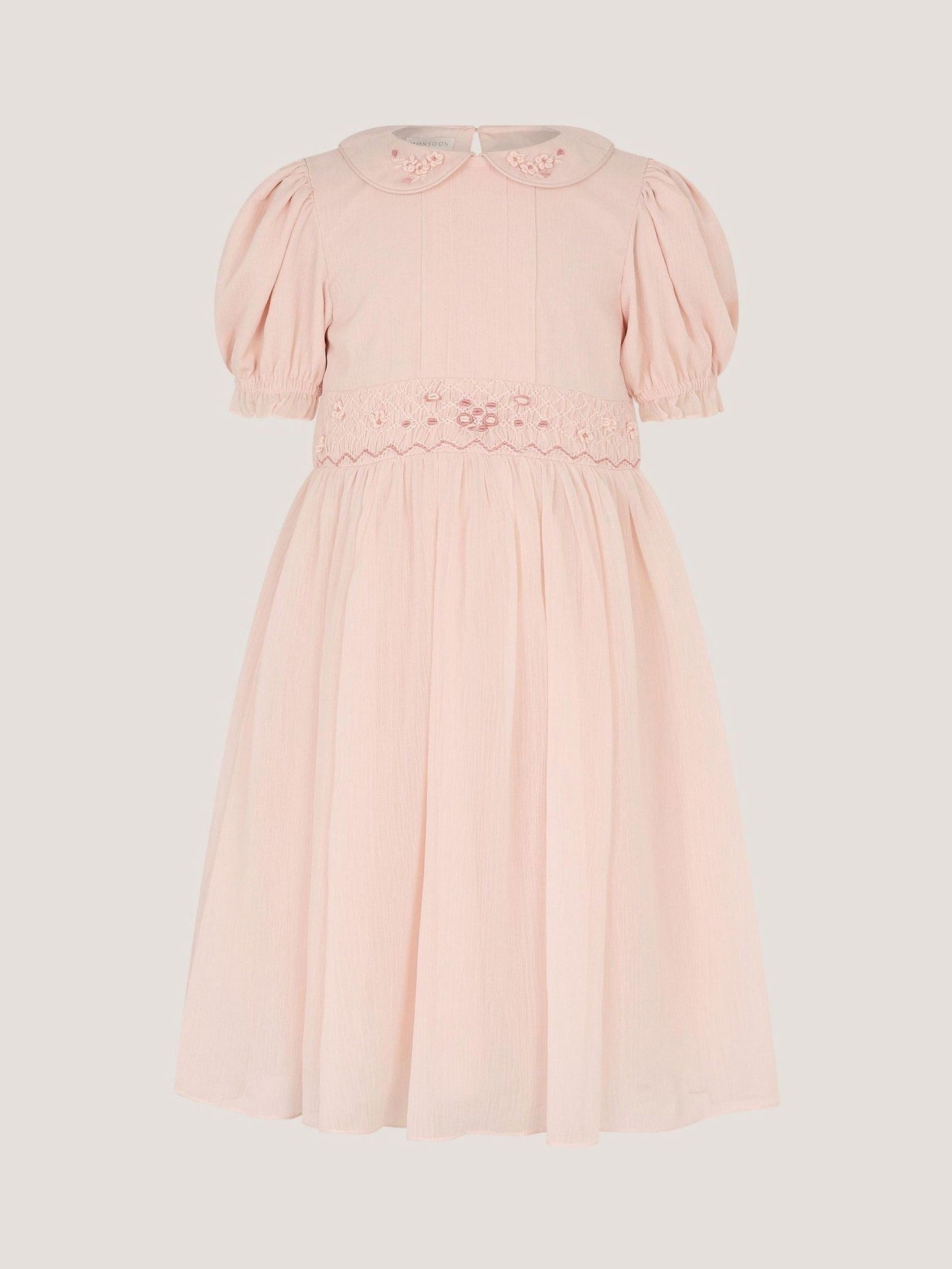 Monsoon Pink Romee Puff Sleeve Embroidered Party Dress image 1