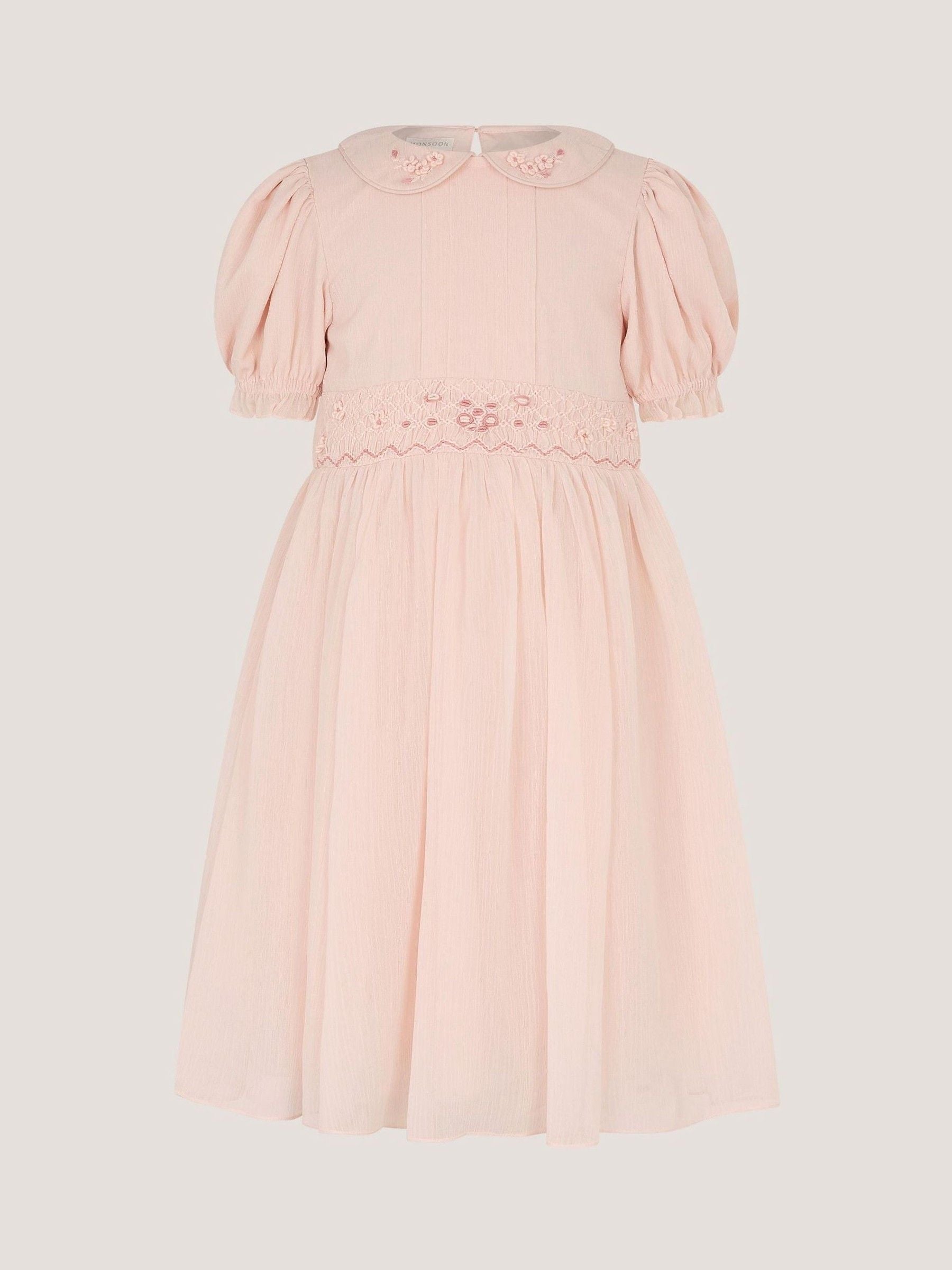Monsoon Pink Romee Puff Sleeve Embroidered Party Dress image 1