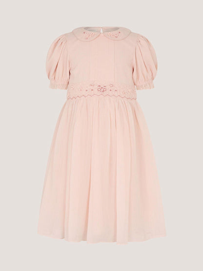 Monsoon Pink Romee Puff Sleeve Embroidered Party Dress image 1