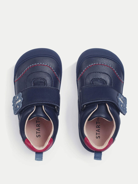 Start Rite Navy Dinosaur Tread Baby Barefoot-Friendly Scuff Resistant Rip-tape Leather Baby Shoes image 2