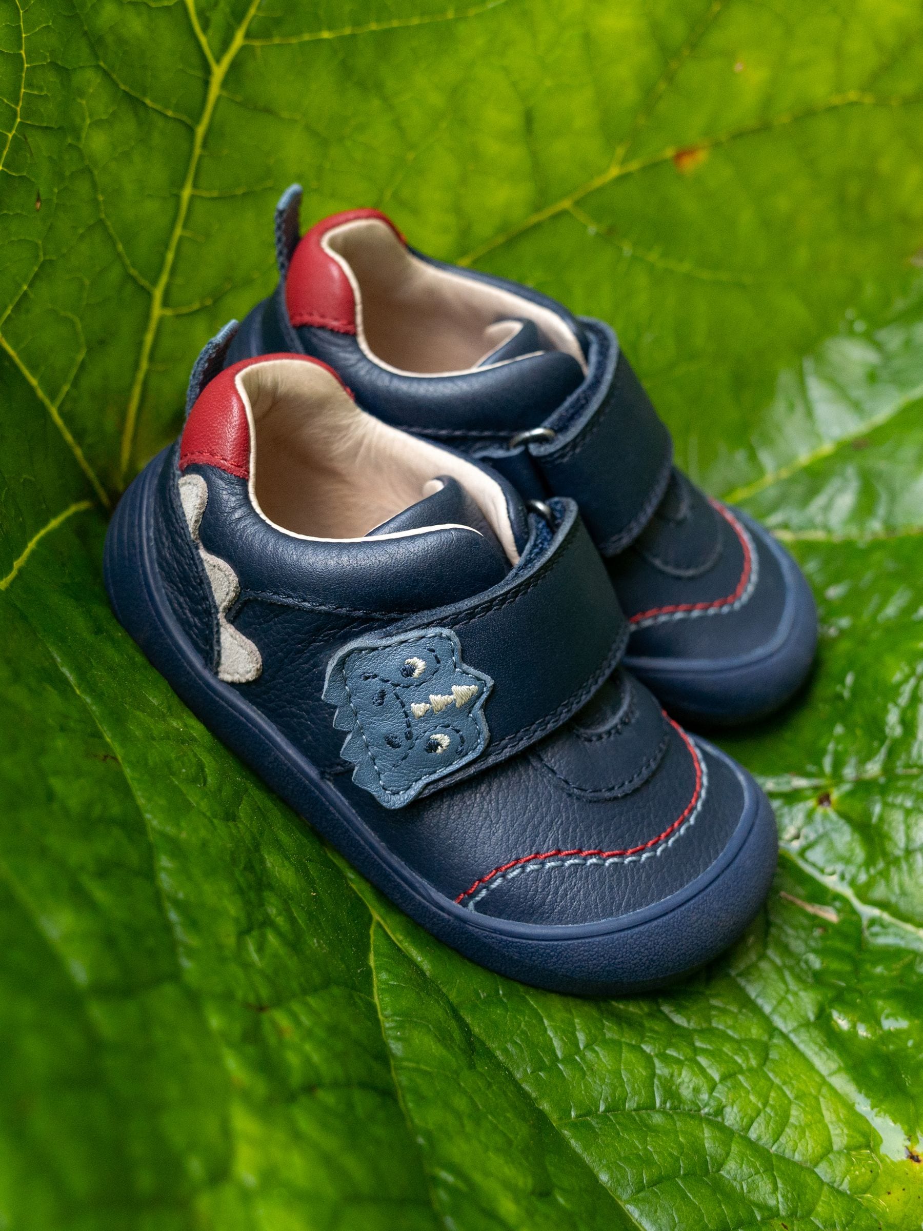 Start Rite Navy Dinosaur Tread Baby Barefoot-Friendly Scuff Resistant Rip-tape Leather Baby Shoes image 8