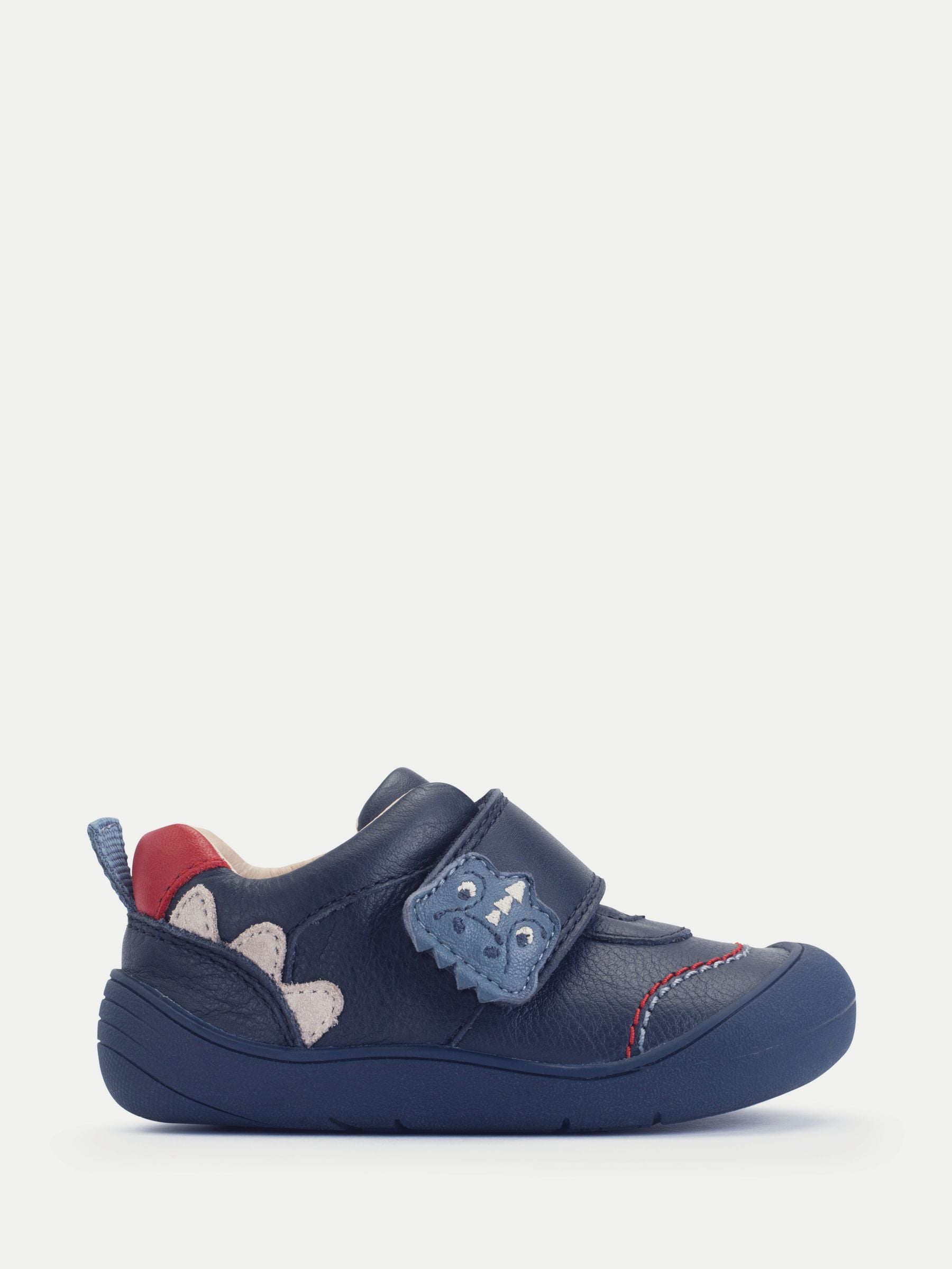 Start Rite Navy Dinosaur Tread Baby Barefoot-Friendly Scuff Resistant Rip-tape Leather Baby Shoes image 1