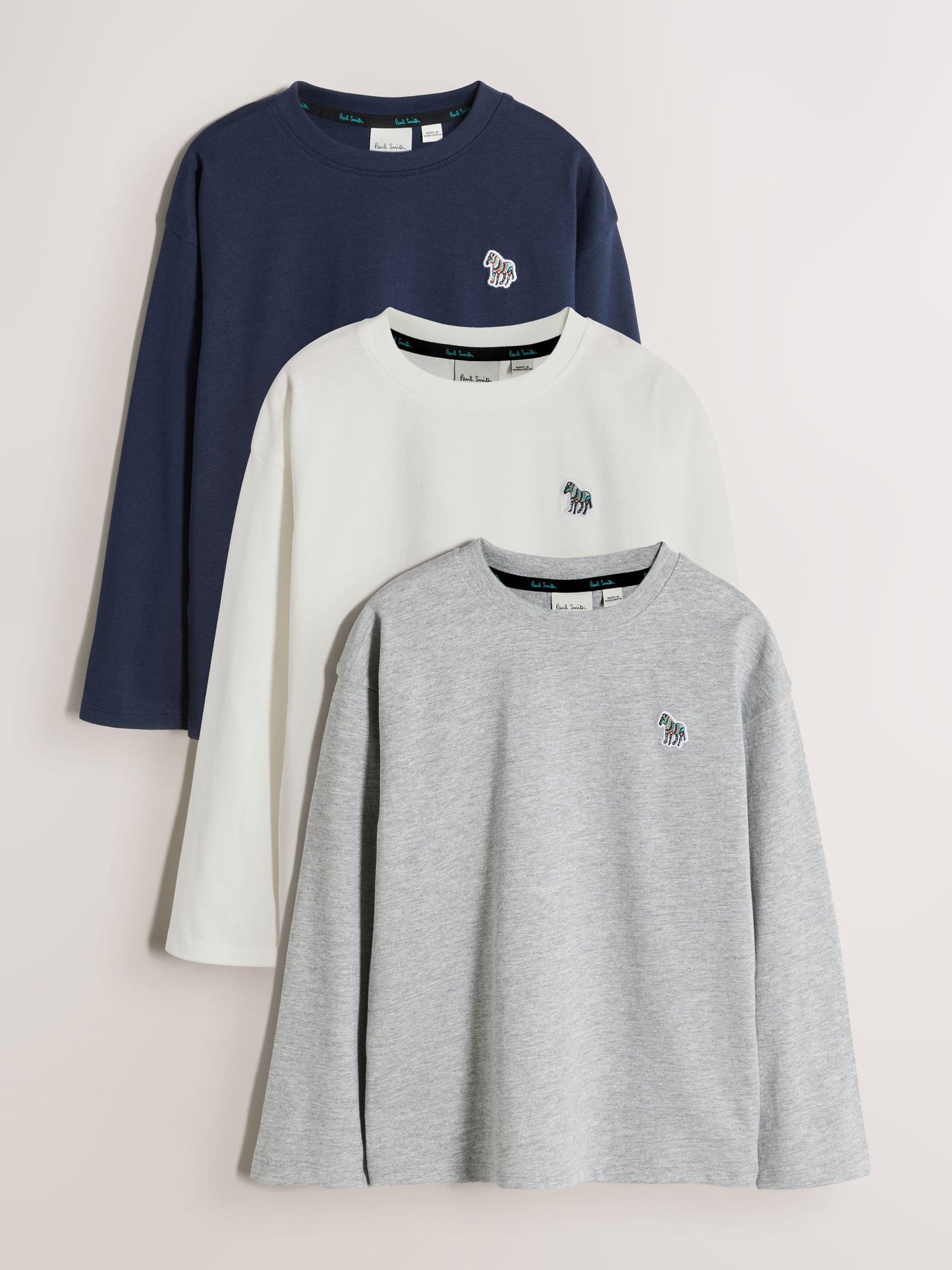 Dsiney Kidz - Paul Smith Junior Black/Grey/White Signature Long Sleeve T-Shirts 3 Pack image 1