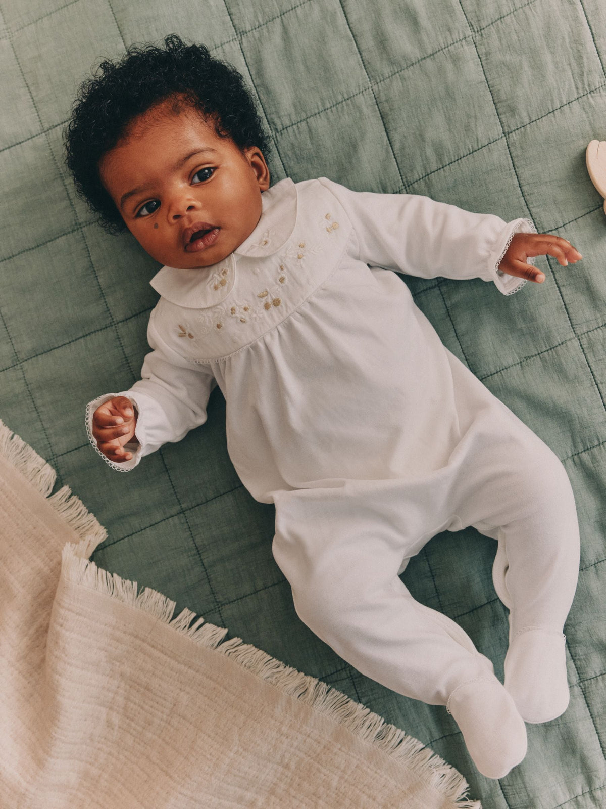 White Occasion Collared Baby Sleepsuit (0mths-2yrs) - image 1