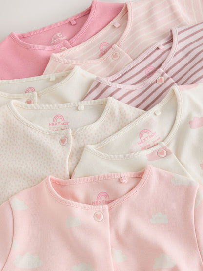 Ecru/Pink Cloud Baby Sleepsuit 7 Pack (0mths-3yrs) - image 11