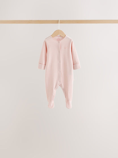 Ecru/Pink Cloud Baby Sleepsuit 7 Pack (0mths-3yrs) - image 8
