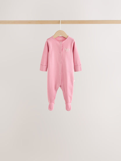 Ecru/Pink Cloud Baby Sleepsuit 7 Pack (0mths-3yrs) - image 9