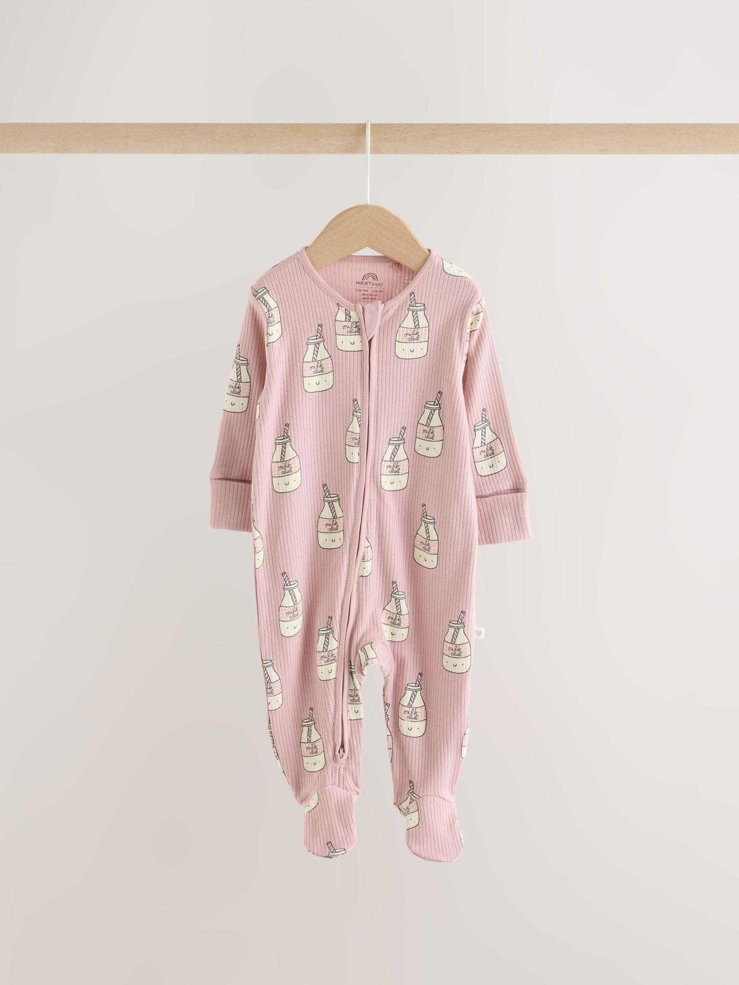 Pink Brunch Two Way Zip Baby Sleepsuits 3 Pack (0mths-3yrs) image 3