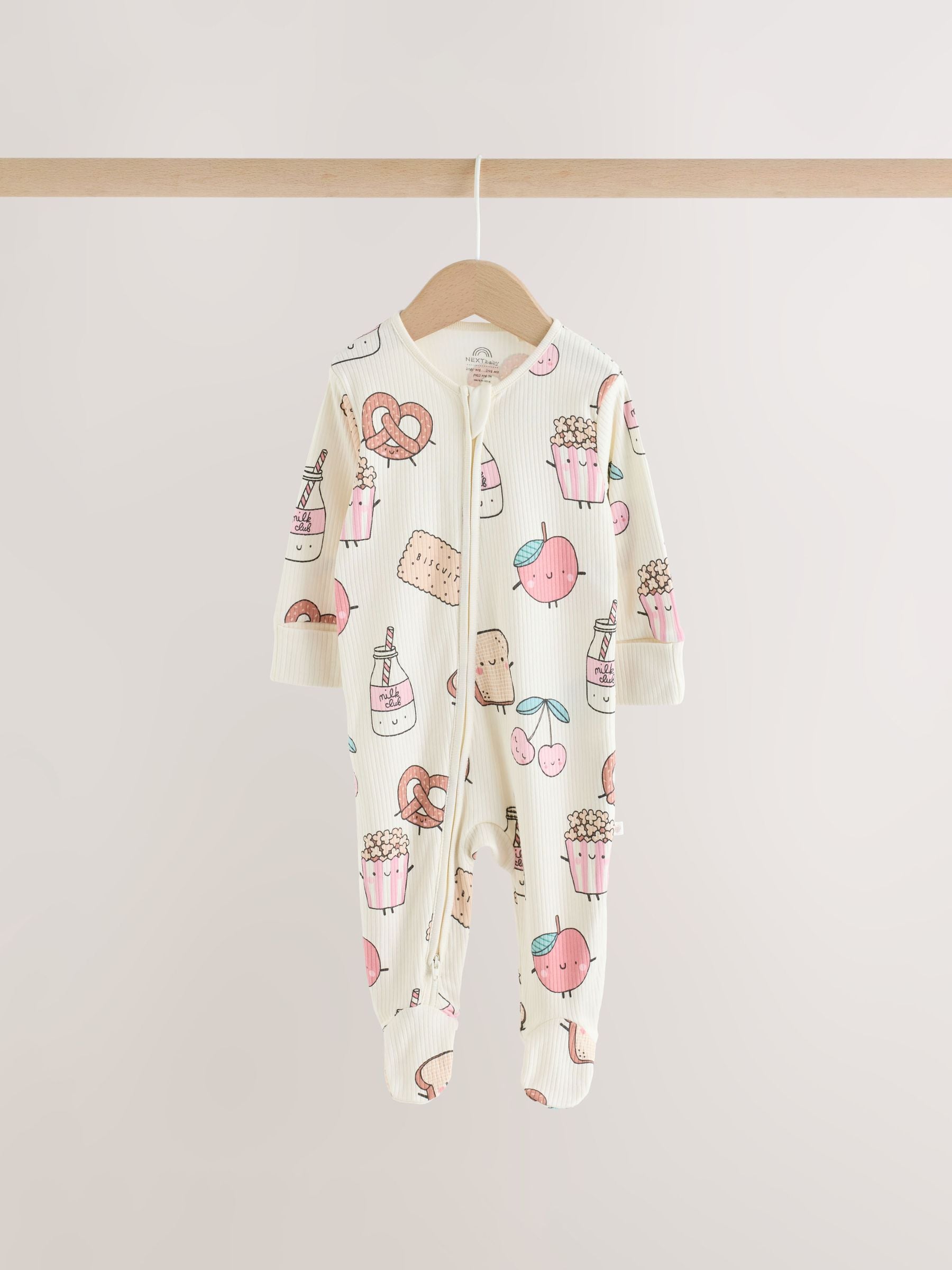 Pink Brunch Two Way Zip Baby Sleepsuits 3 Pack (0mths-3yrs) image 4