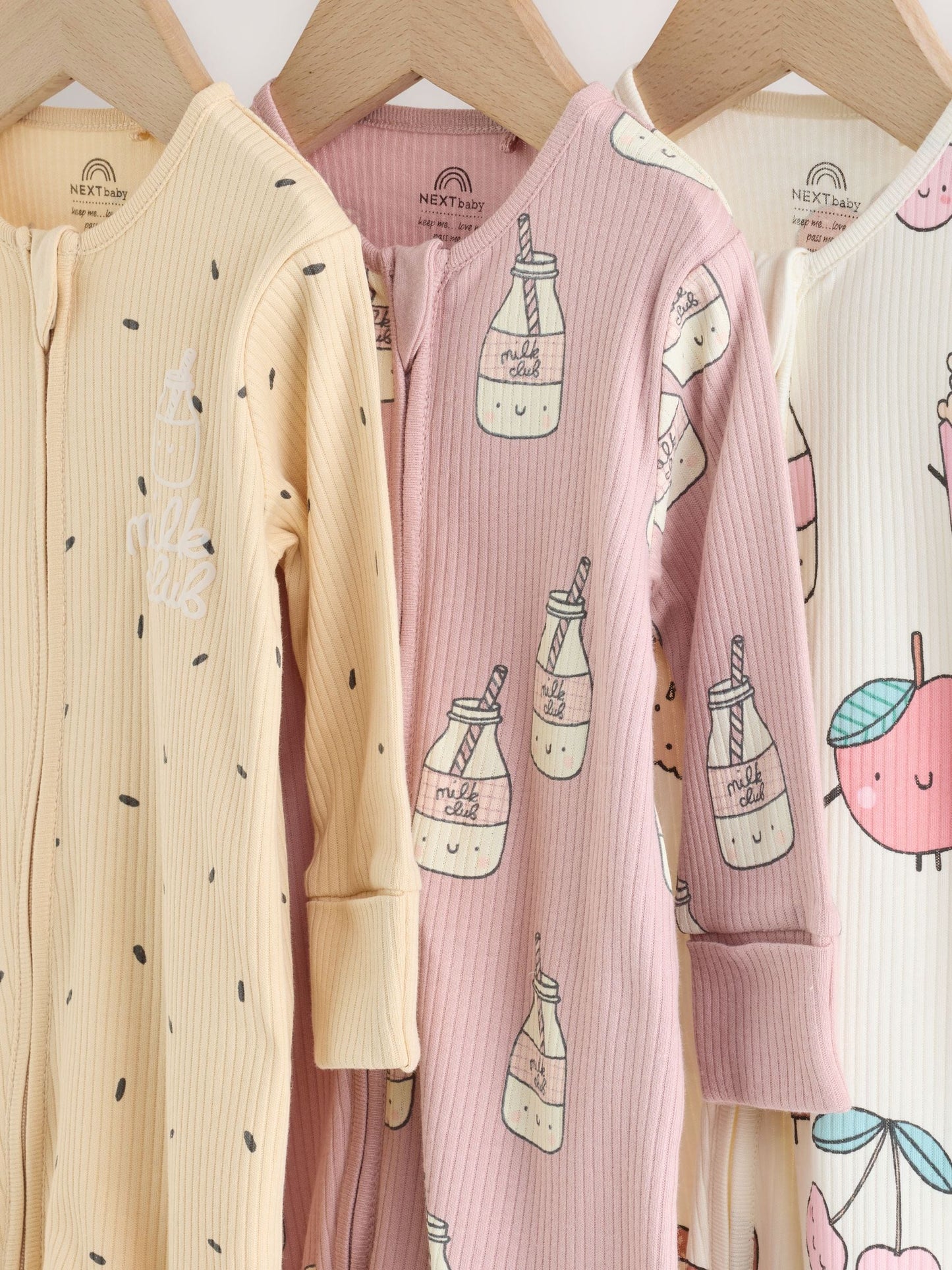 Pink Brunch Two Way Zip Baby Sleepsuits 3 Pack (0mths-3yrs) image 7