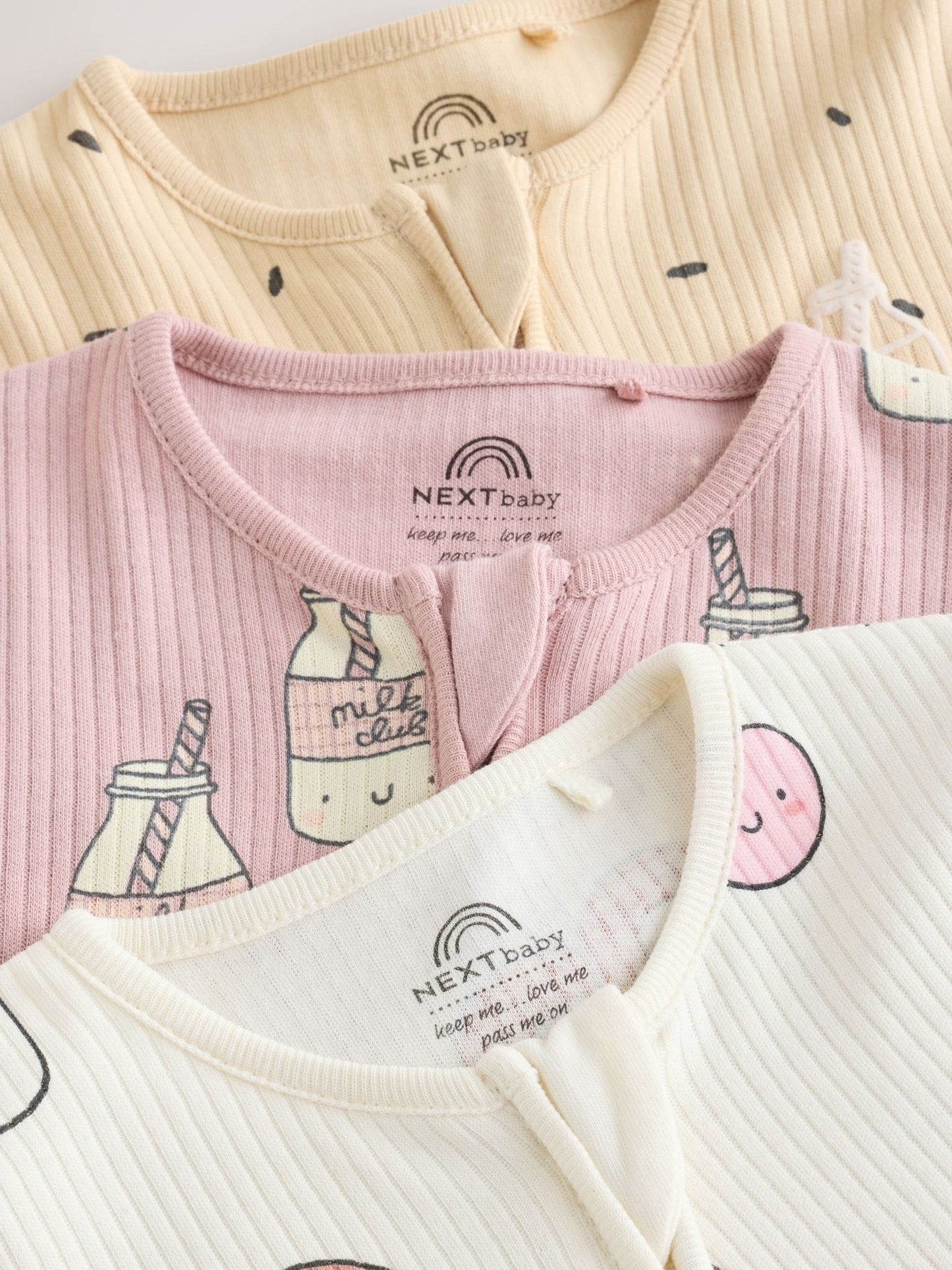 Pink Brunch Two Way Zip Baby Sleepsuits 3 Pack (0mths-3yrs) image 8