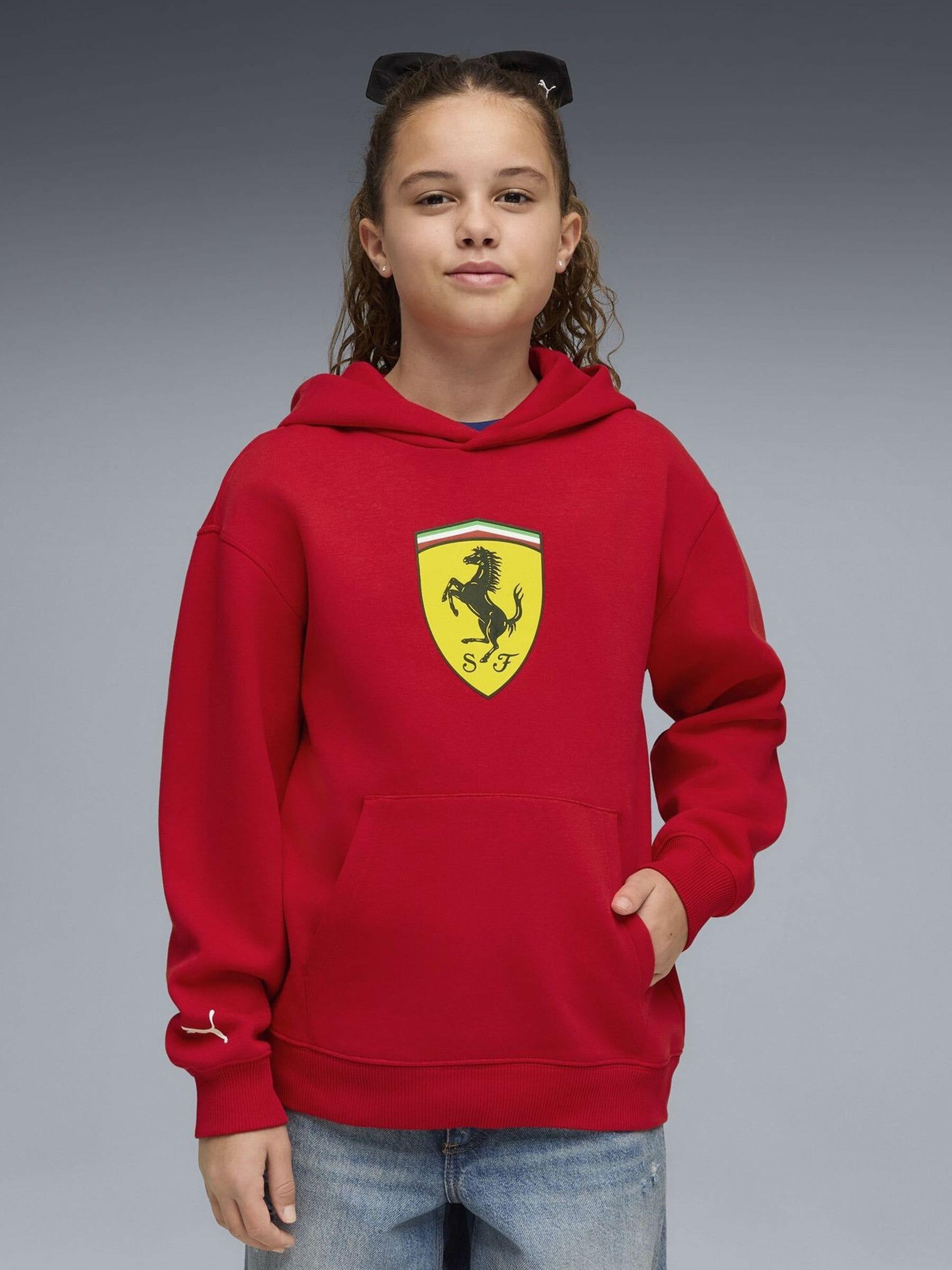 Dsiney Kidz - Puma Red Scuderia Ferrari Coloured Shield Youth Hoodie image 1