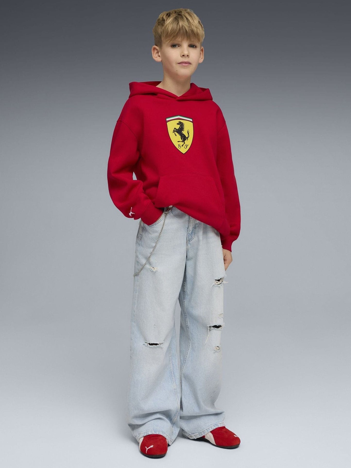 Dsiney Kidz - Puma Red Scuderia Ferrari Coloured Shield Youth Hoodie image 3