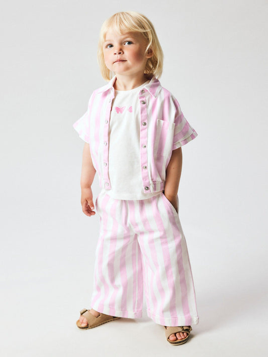 Dsiney Kidz - Name It Pink Striped Denim Butterfly Co Ord Set image 1