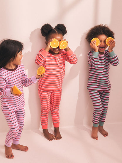 Purple/Pink Striped Snuggle Pyjamas 3 Pack (9mths-12yrs) - image 2