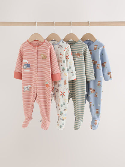 Green Farm Hamish Sleepsuits 4 Pack (0mths-2yrs) - image 1