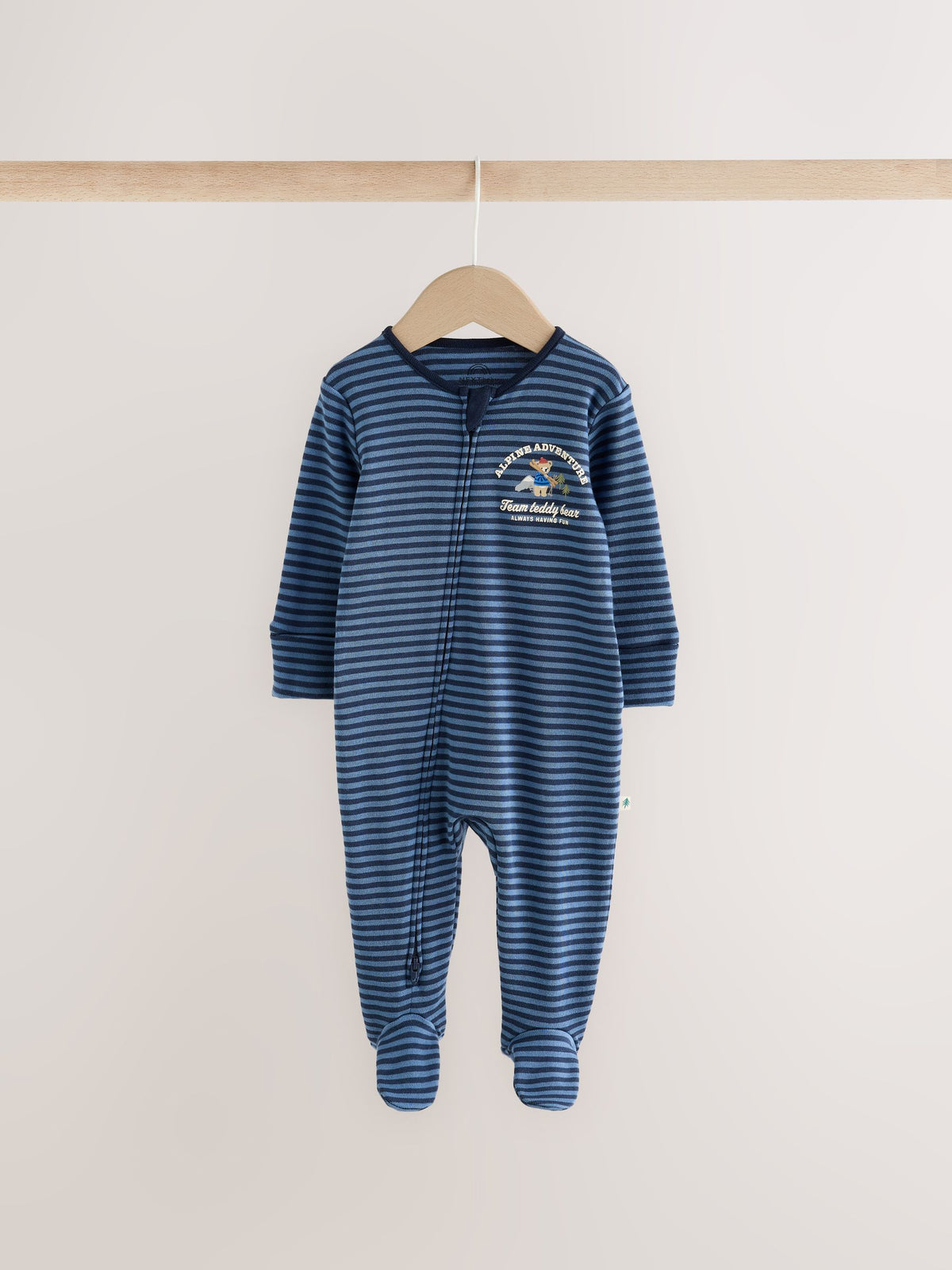 Blue Skiing Teddy Bear Two Way Zip Baby Sleepsuits 4 Pack (0mths-2yrs) - image 2