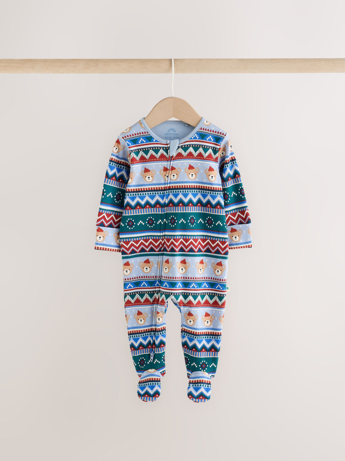 Blue Skiing Teddy Bear Two Way Zip Baby Sleepsuits 4 Pack (0mths-2yrs) - image 5