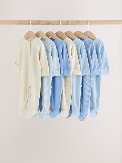 Pale Blue Cloud Sleepsuits 7 Pack (0mths-2yrs) - image 1