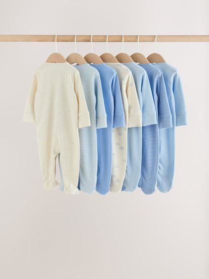 Pale Blue Cloud Sleepsuits 7 Pack (0mths-2yrs) - image 2