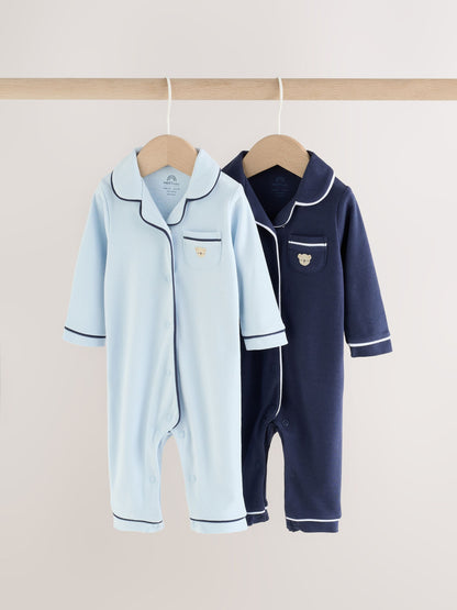 Dsiney Kidz - Navy Blue Baby Pyjama Style Sleepsuits 2 Pack (0mths-3yrs) image 1