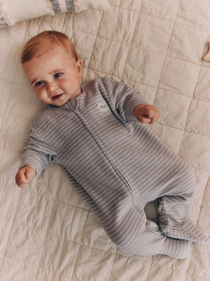 Grey Polar Bear Micro Fleece Two Way Zip Sleepsuits 2 Pack - image 2
