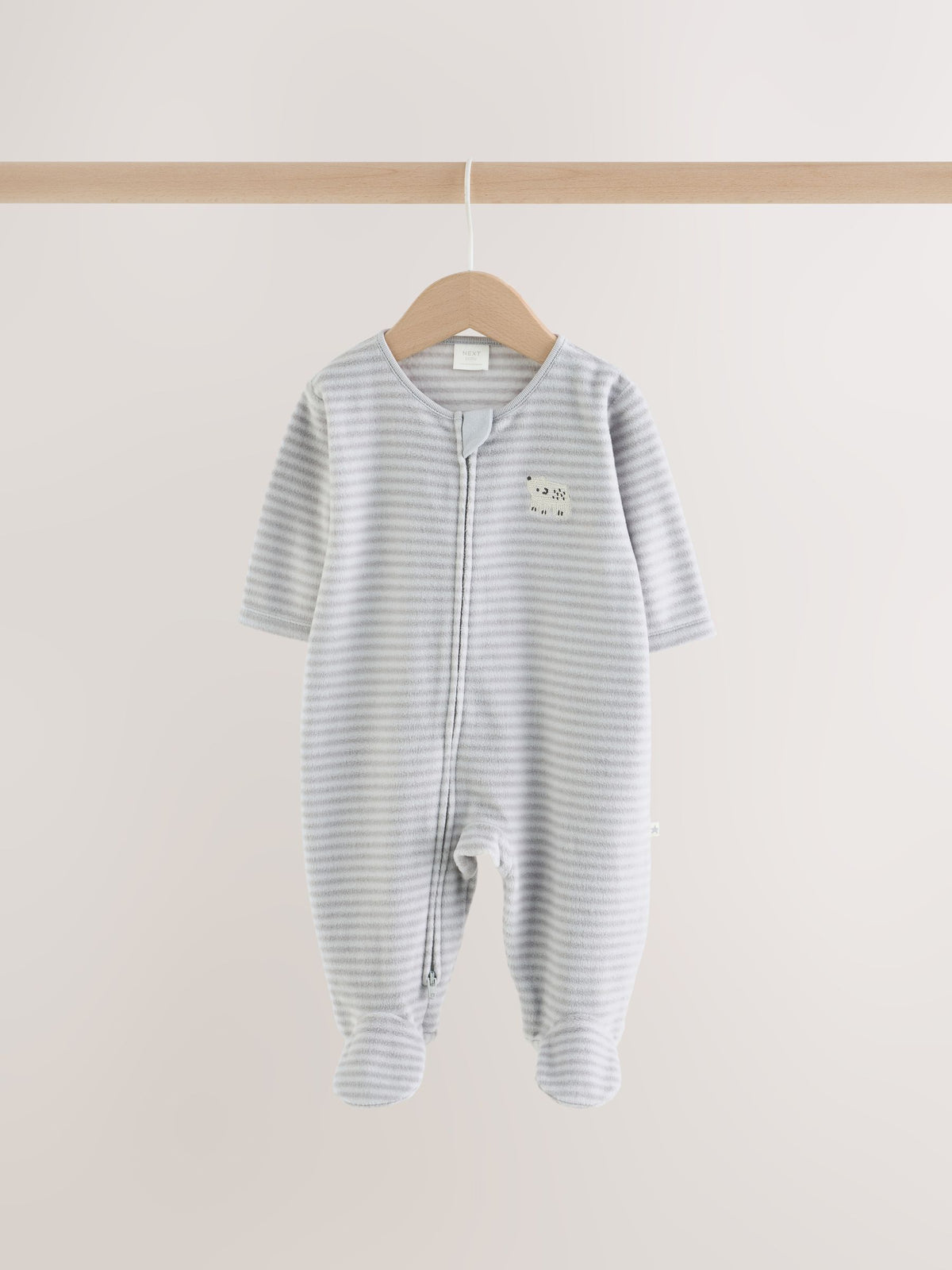 Grey Polar Bear Micro Fleece Two Way Zip Sleepsuits 2 Pack - image 7