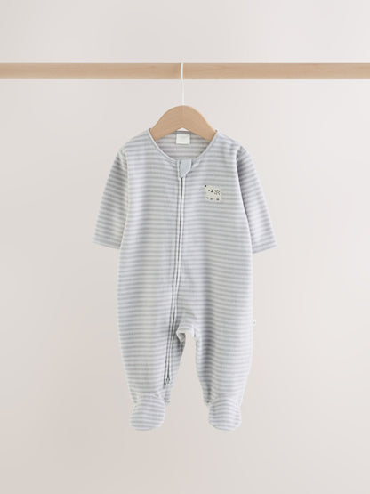 Grey Polar Bear Micro Fleece Two Way Zip Sleepsuits 2 Pack - image 7
