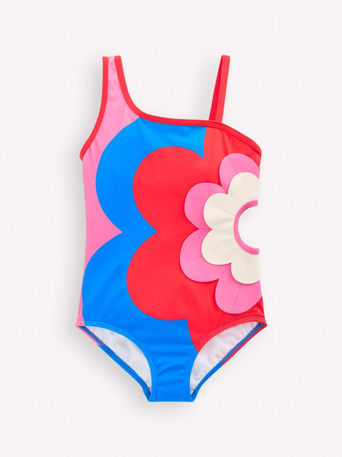 Boden Pink One Shoulder Appliqué Swimsuit image 1