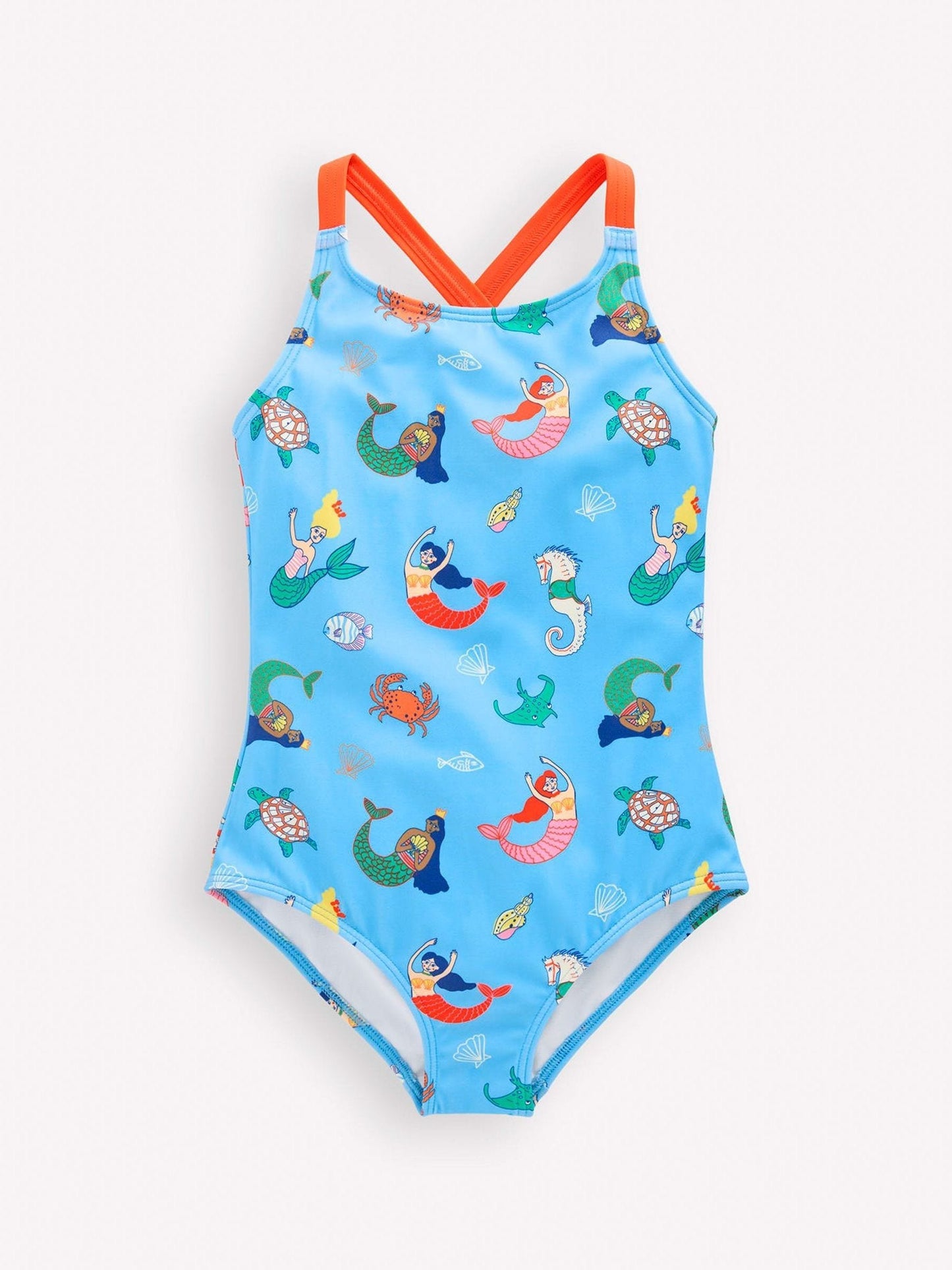 Boden Blue Cross-Back Printed Swimsuit image 1