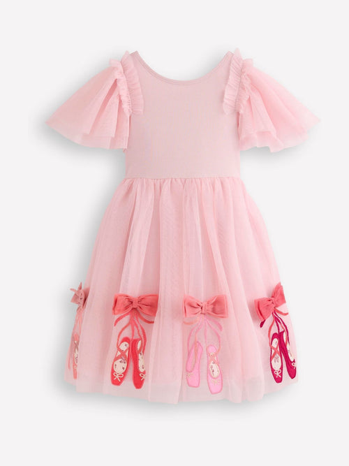 Boden Pink Short Sleeve Logo Tulle Dress image 1
