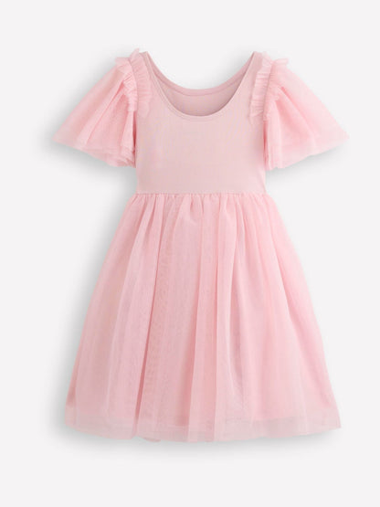 Boden Pink Short Sleeve Logo Tulle Dress image 2