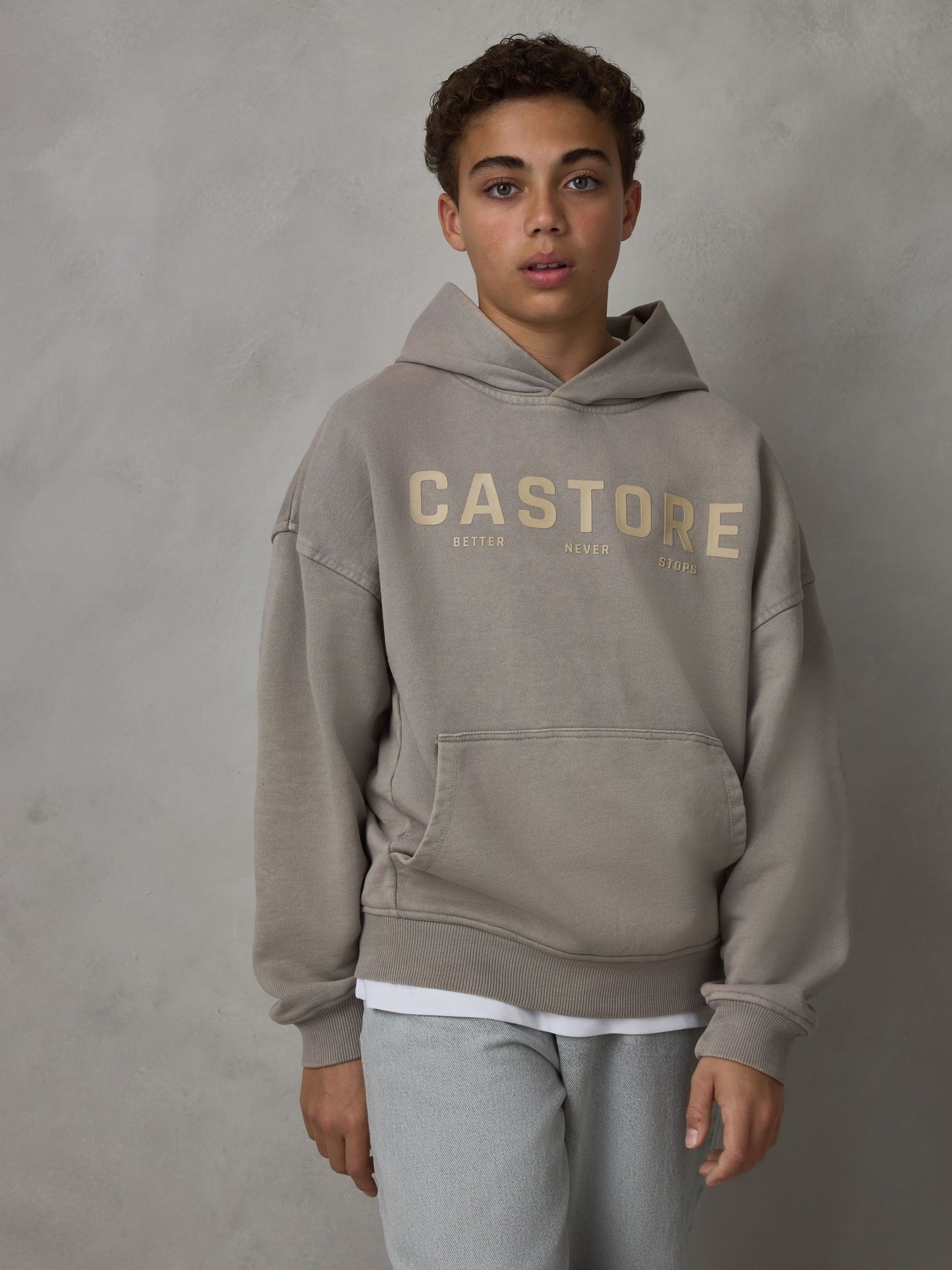 Dsiney Kidz - Castore Washed Stone Logo Oversized Heavyweight Cotton Hoodie image 1