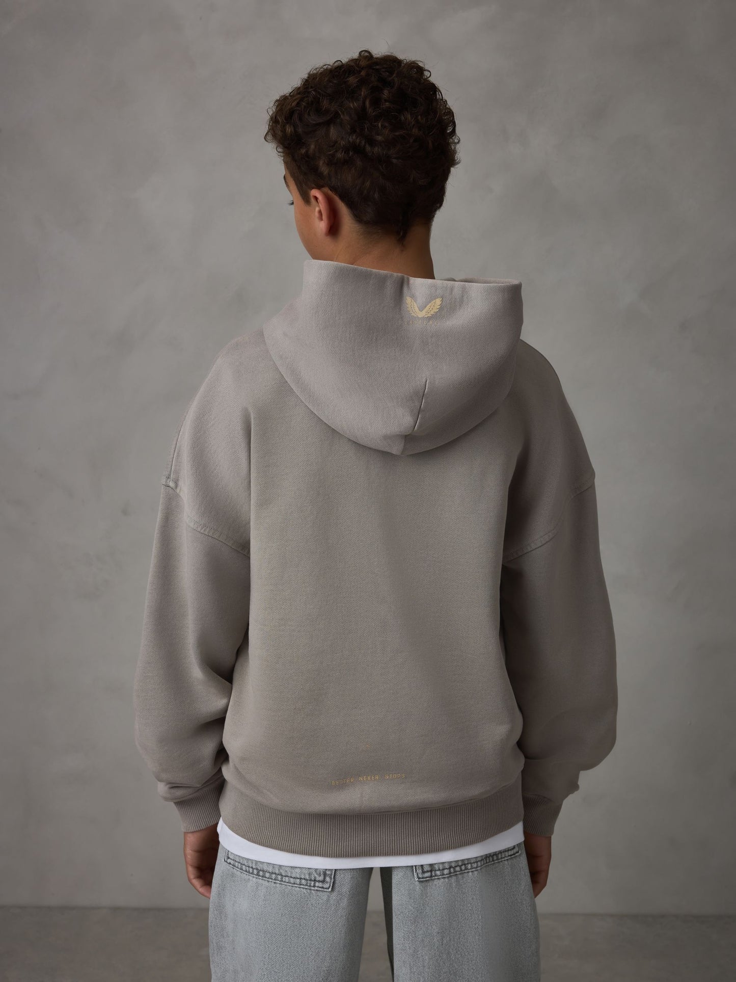 Dsiney Kidz - Castore Washed Stone Logo Oversized Heavyweight Cotton Hoodie image 2