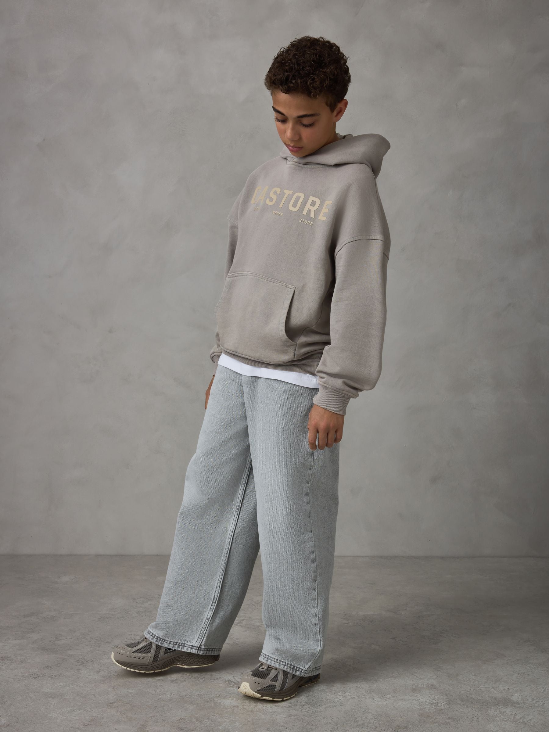 Dsiney Kidz - Castore Washed Stone Logo Oversized Heavyweight Cotton Hoodie image 3