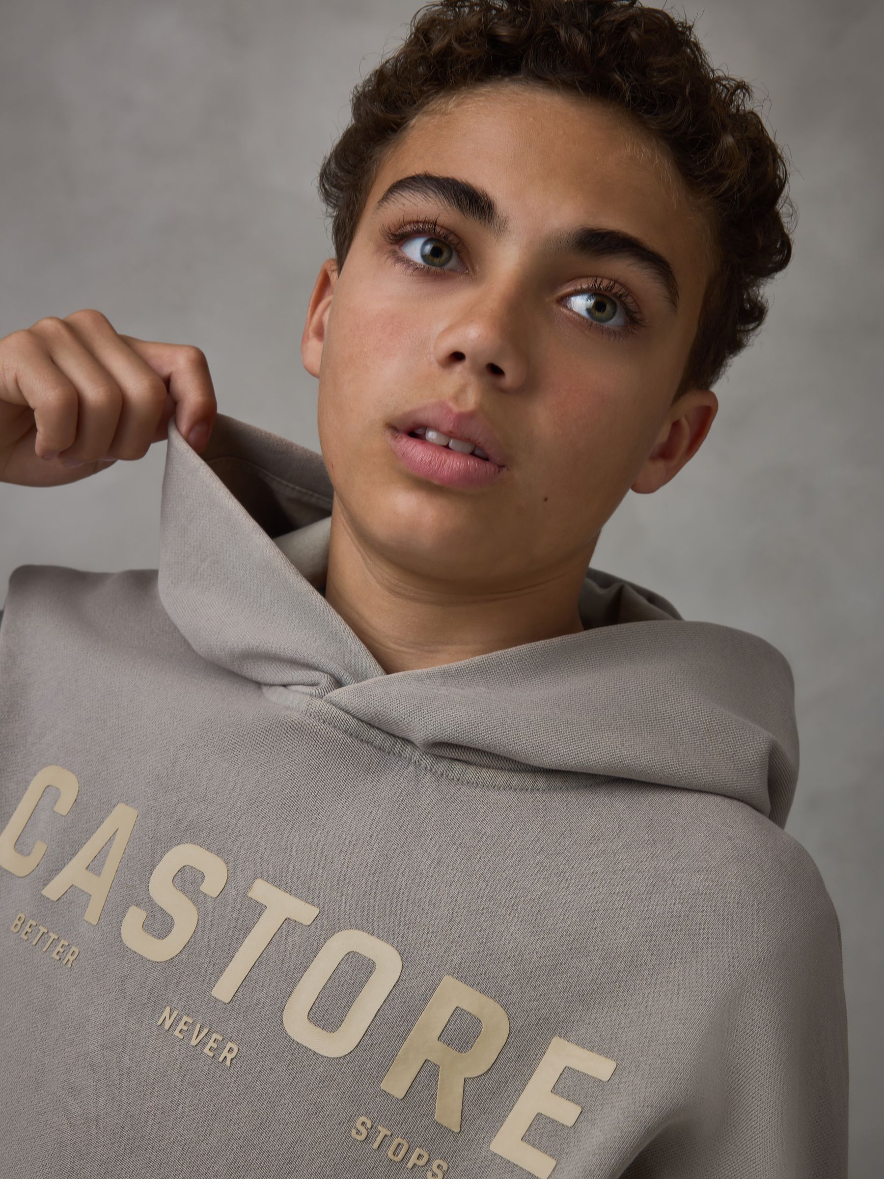 Dsiney Kidz - Castore Washed Stone Logo Oversized Heavyweight Cotton Hoodie image 4