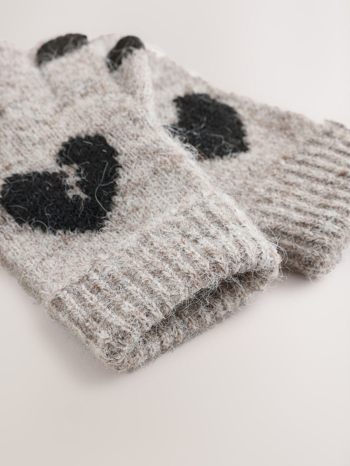 smALLSAINTS Brown Script Logo Knitted Heart Motif Beanie and Gloves Set - image 4
