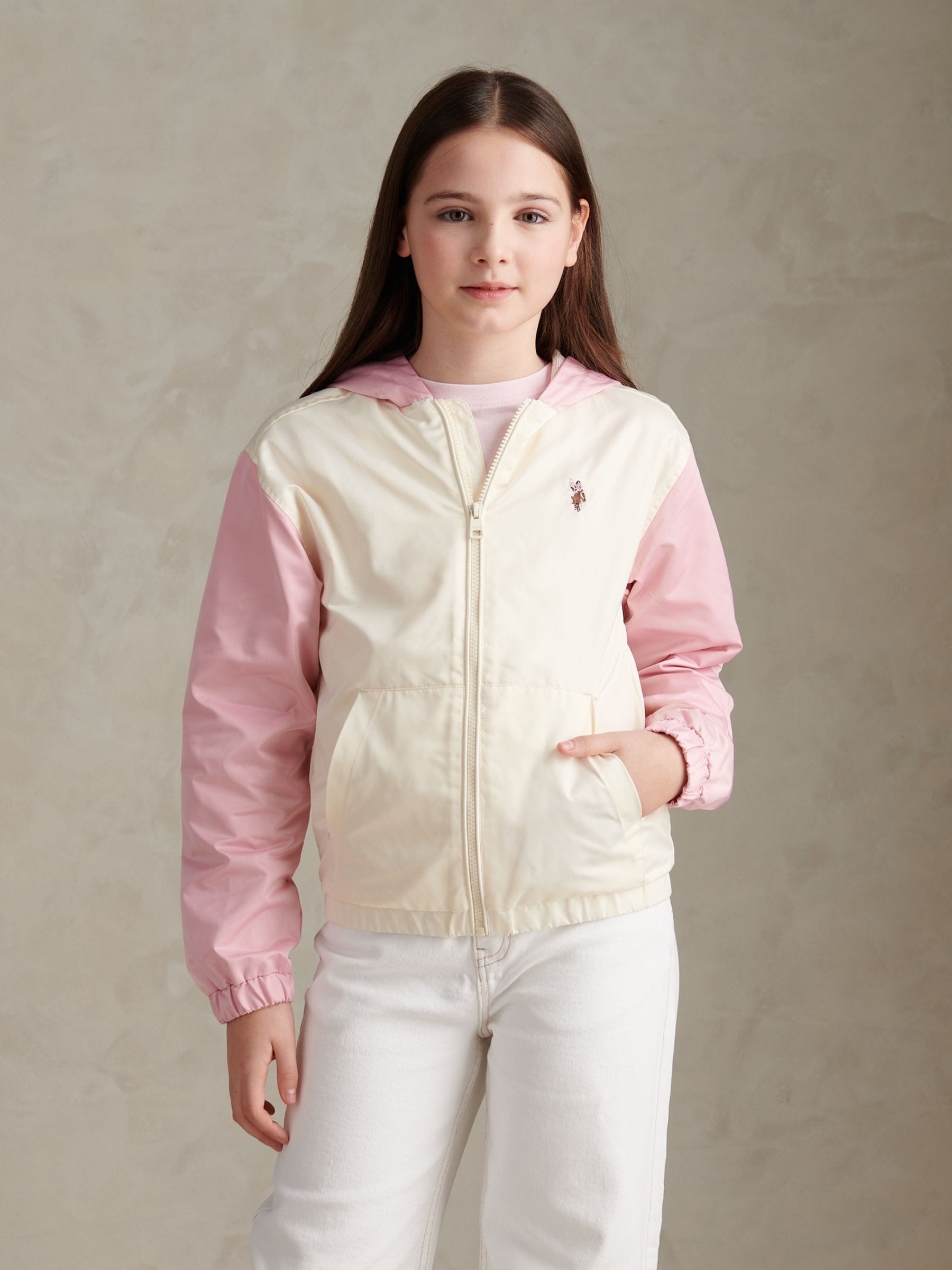Dsiney Kidz - U.S. Polo Assn. White Colourblock Hooded Windbreaker Jacket image 1